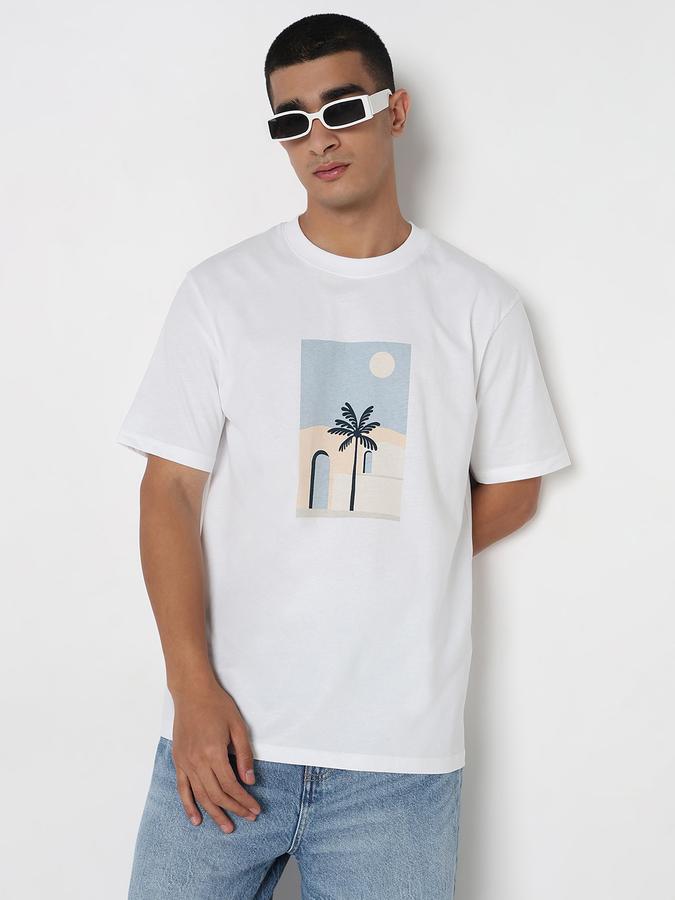 Men Cotton Relaxed Fit Crew Neck Graphic T-shirt