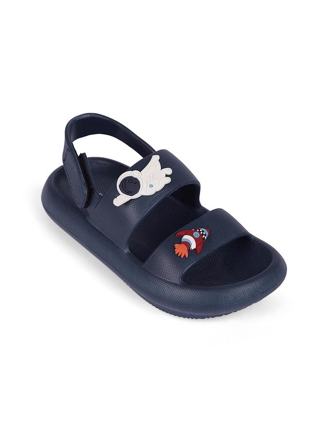 R&B Boys Navy Applique Work Sandal With Velcro Closure