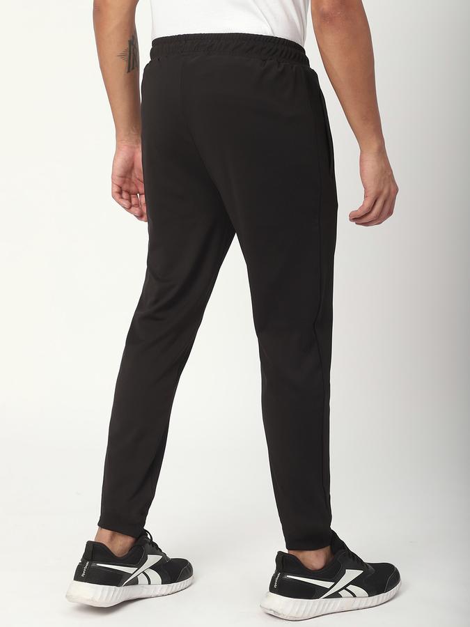 Men Polyester Regular Fit Drawstring Waist Cuffed Hem Trackpants