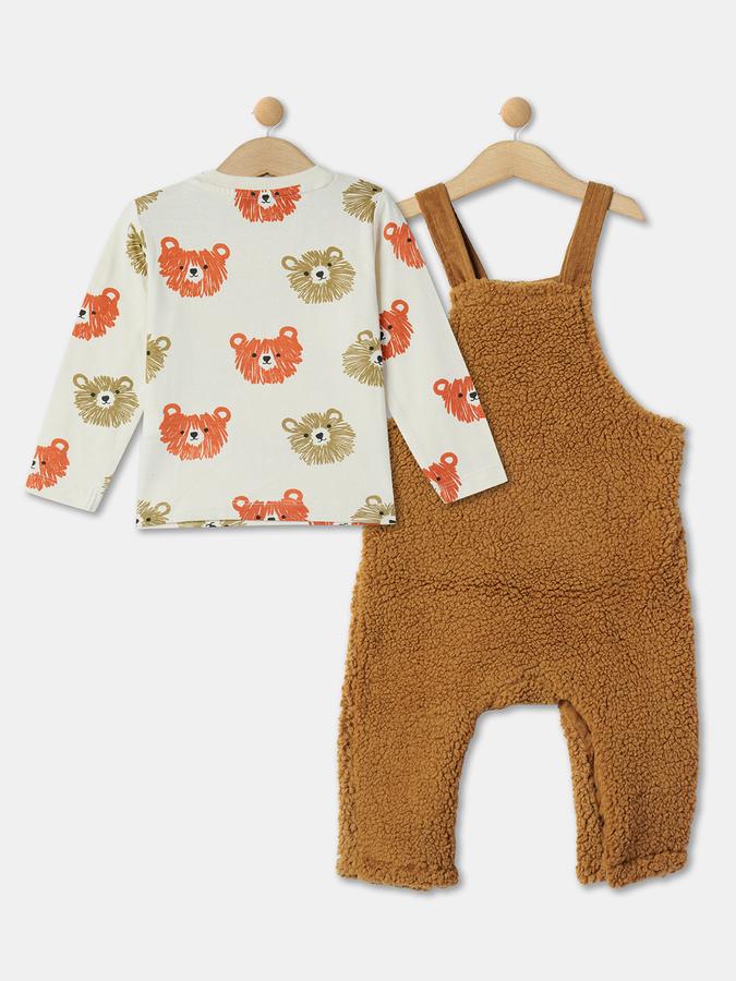 Boys Bear Print Round-Neck T-Shirt & Dungaree Set image number 1