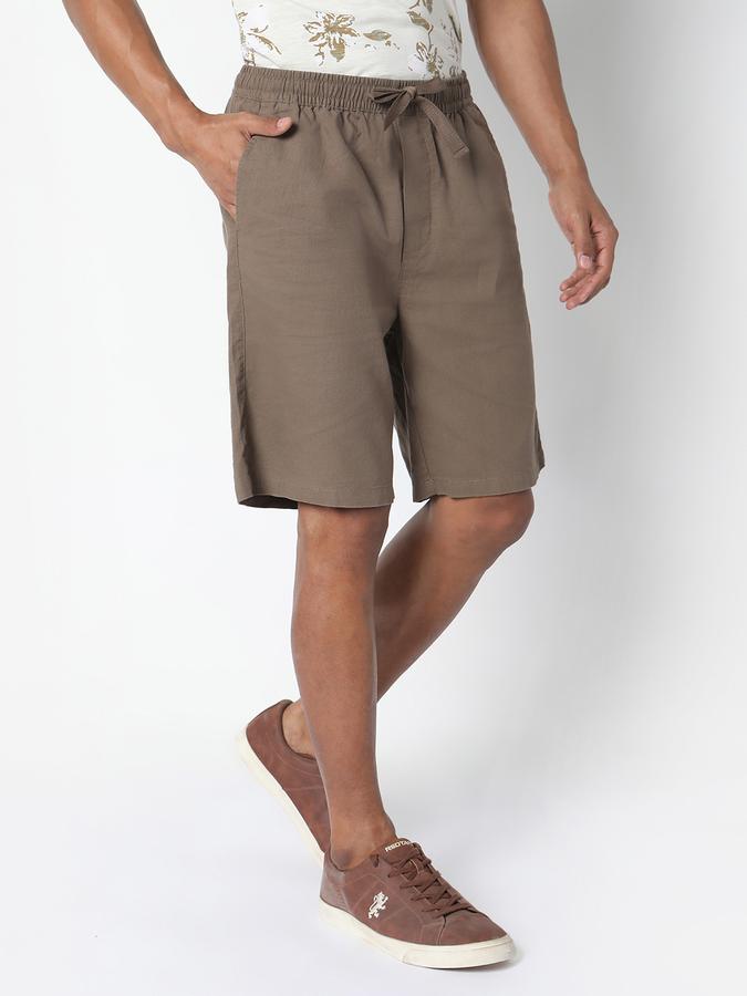 Boys Linen Regular Fit Drawstring Waist Clean Hem Shorts