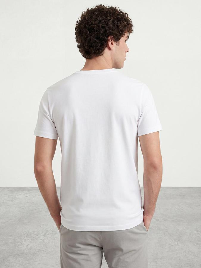 R&B White Men Printed Short Sleeves Tshirt