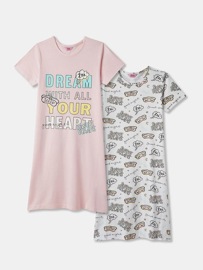 Girls Cotton Short Sleeve Graphic Nightdress
