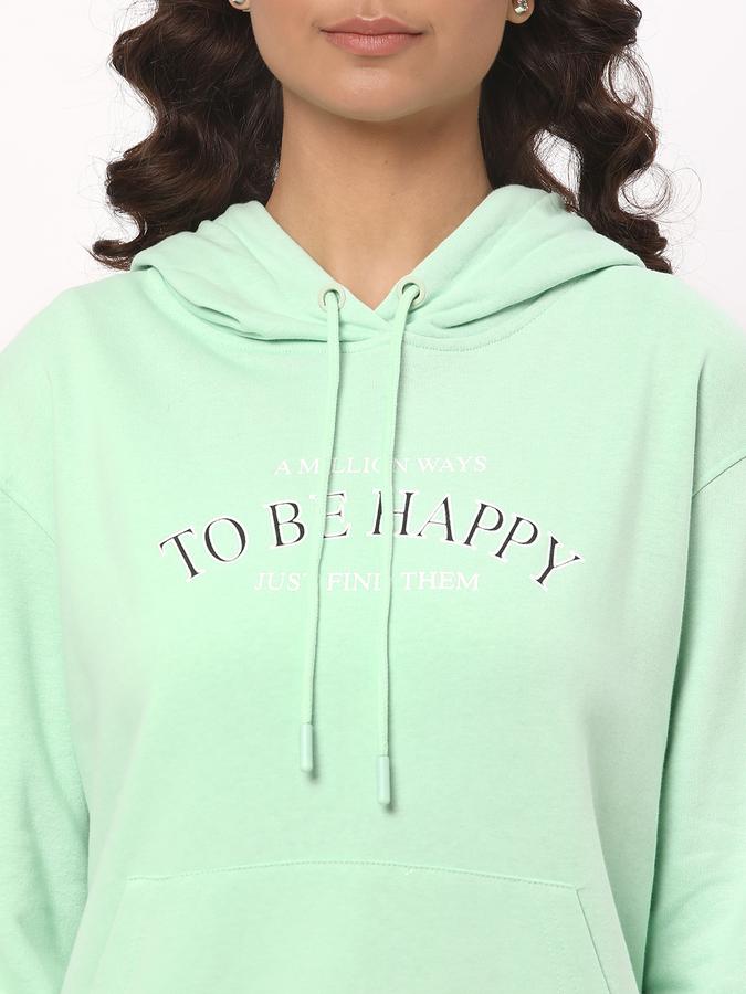 Women Typographic Print Regular Fit Hoodie image number 3
