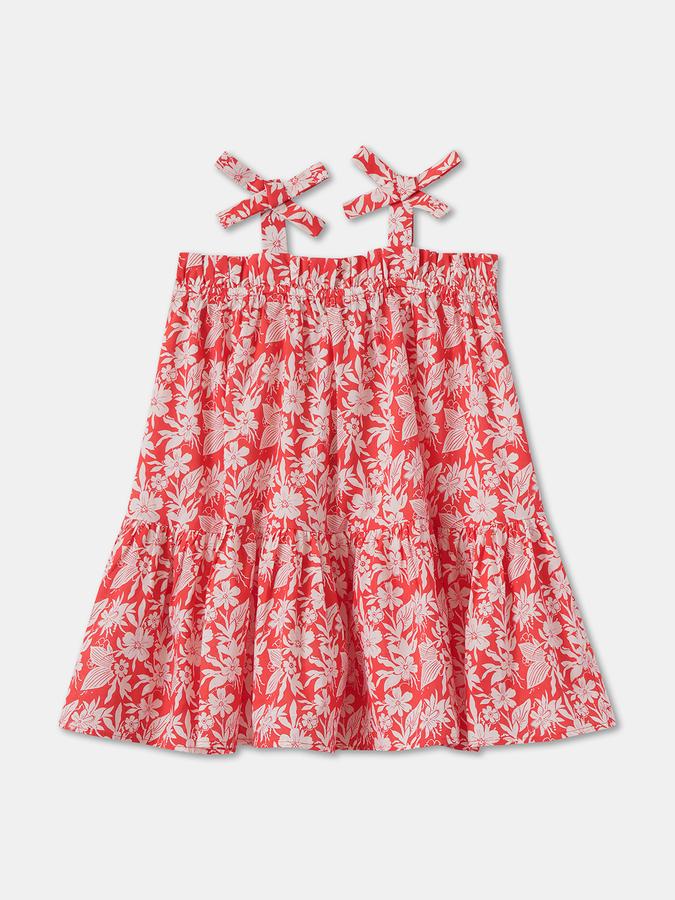 Girls All Over Printed Short Sleeve Square Neck Regular Dress