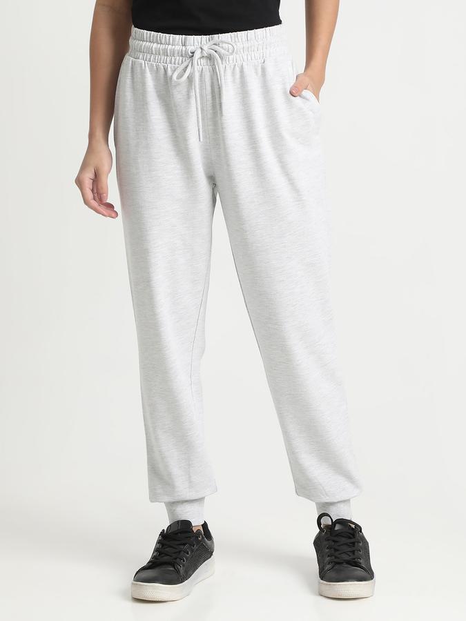 Women Cotton Regular Fit Drawstring Waist Solid Trackpants