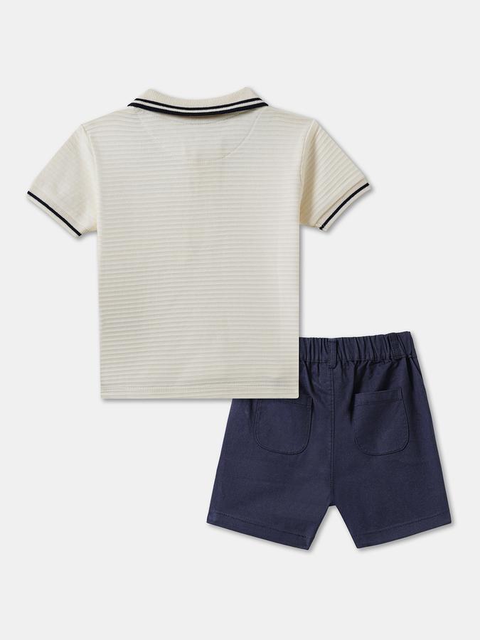 Boys Striped Polo T-shirt with Shorts Fashion Set