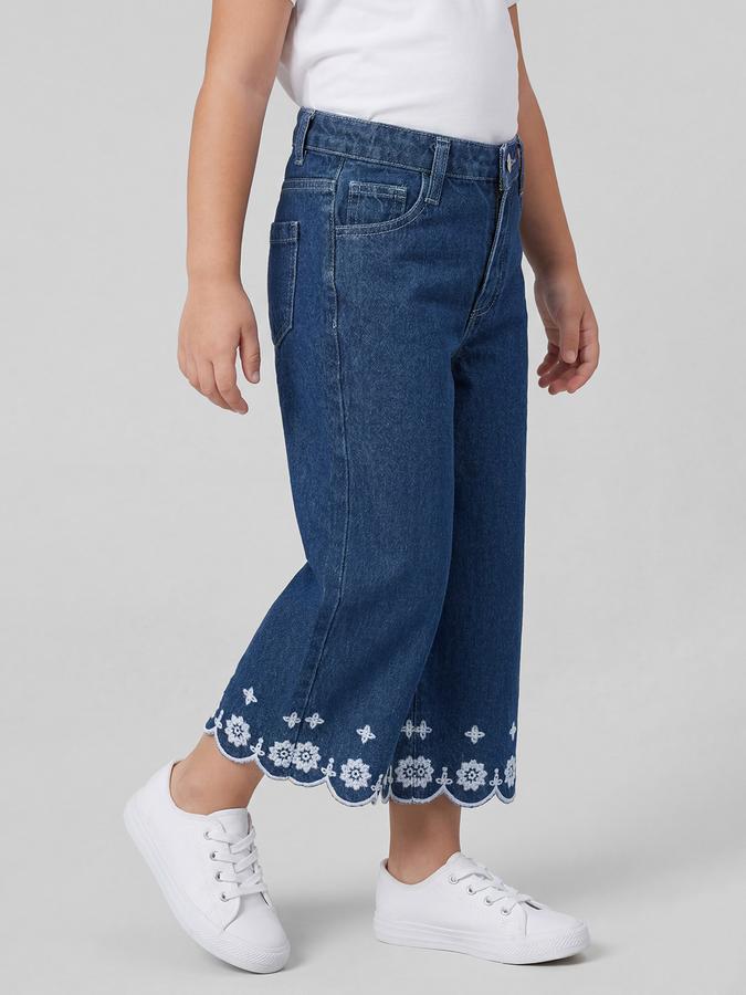 R&B Navy Blue Solid Girls Mid-Rise Regular Fit Jeans