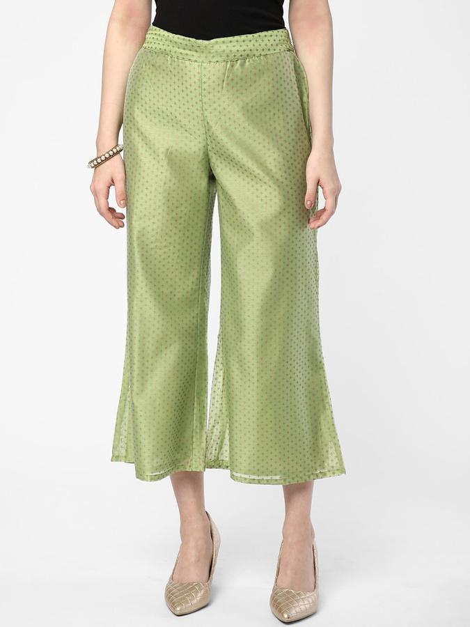 R&B Women Green Printed Wide Leg Palazzos