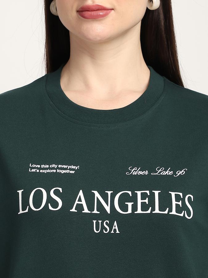 Women Cotton Regular Fit Round Neck Graphic Sweatshirt