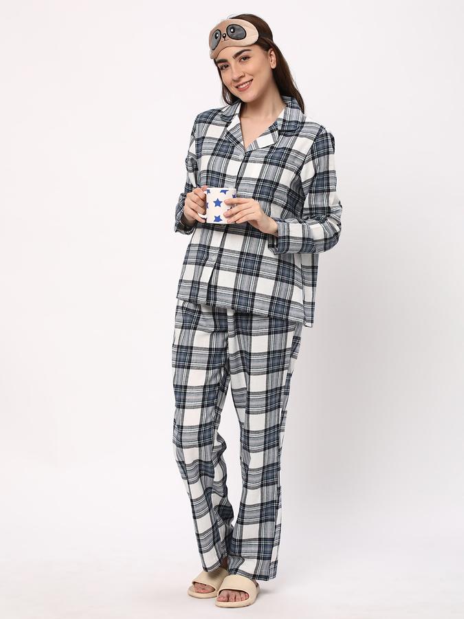 Women Checked Relaxed Fit Shirt & Pyjamas Set image number 1