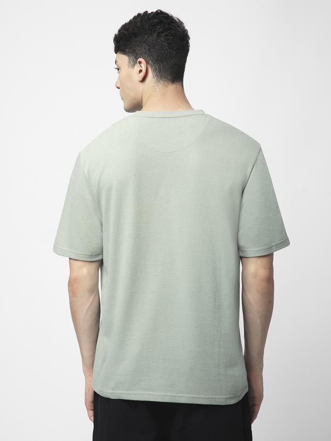 Men Cotton Blend Relaxed Fit Crew Neck Solid T-shirt