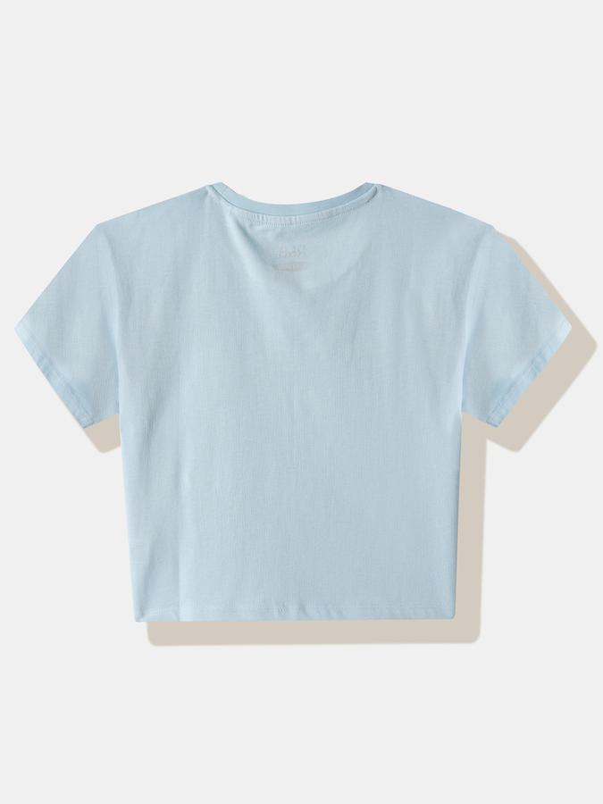 Girls Cotton Regular Fit Crew Neck Graphic T-shirt