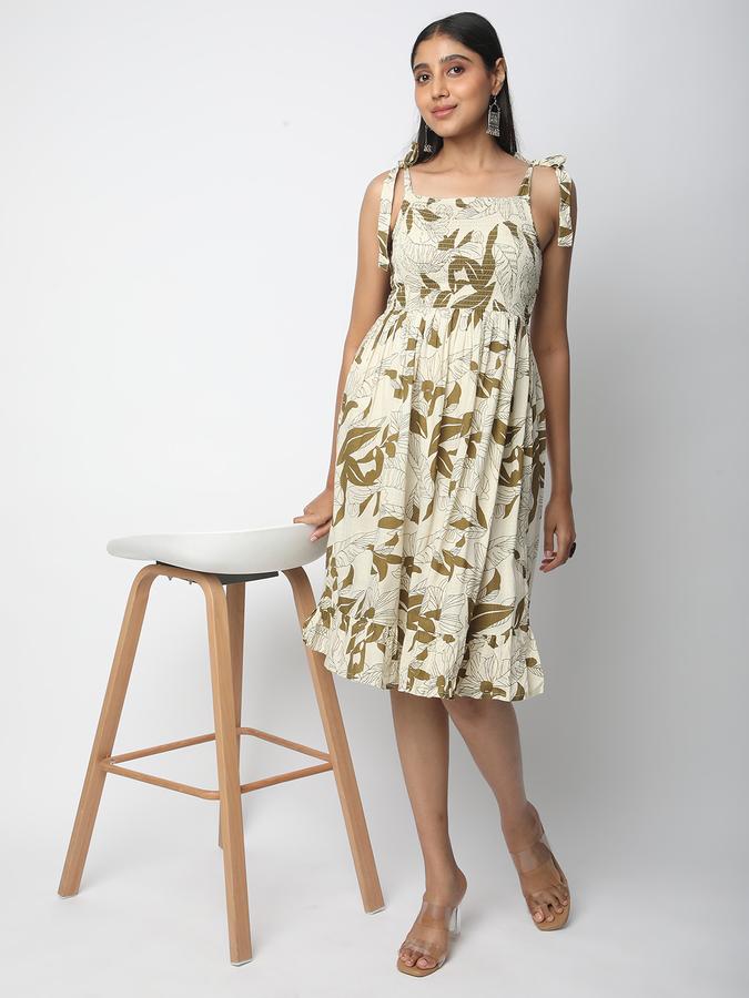 Women Rayon Floral Print Smock Ethnic Dress