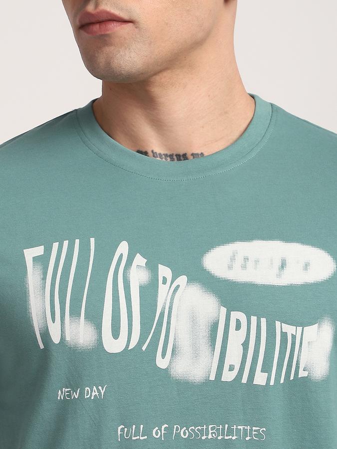 Men Cotton Regular Fit Crew Neck Graphic T-shirt