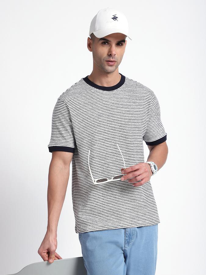 R&B Men's Ivory Striped T-Shirt