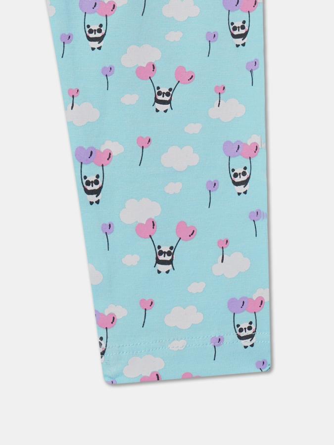 Girls Cotton Blend Skinny Fit Elastic Waist Printed Leggings