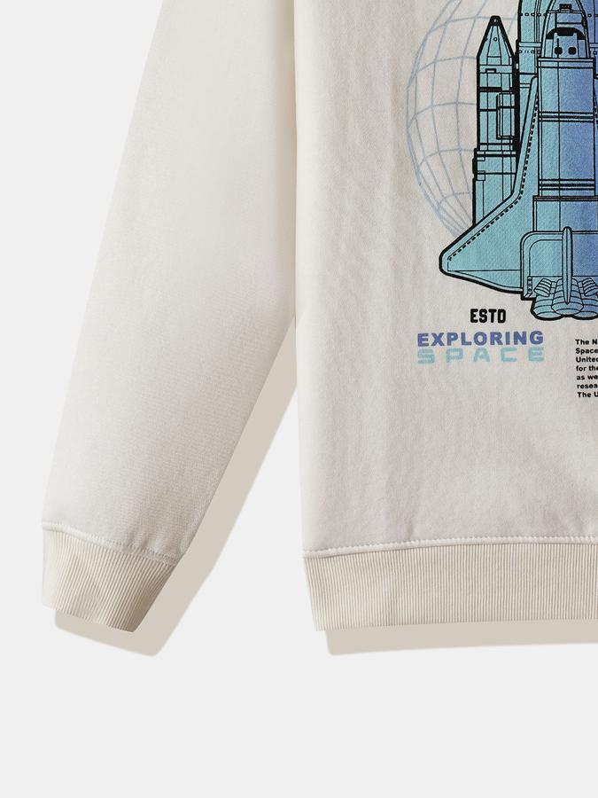 Boys Cotton Blend Relaxed Fit Crew Neck Graphic Sweatshirt