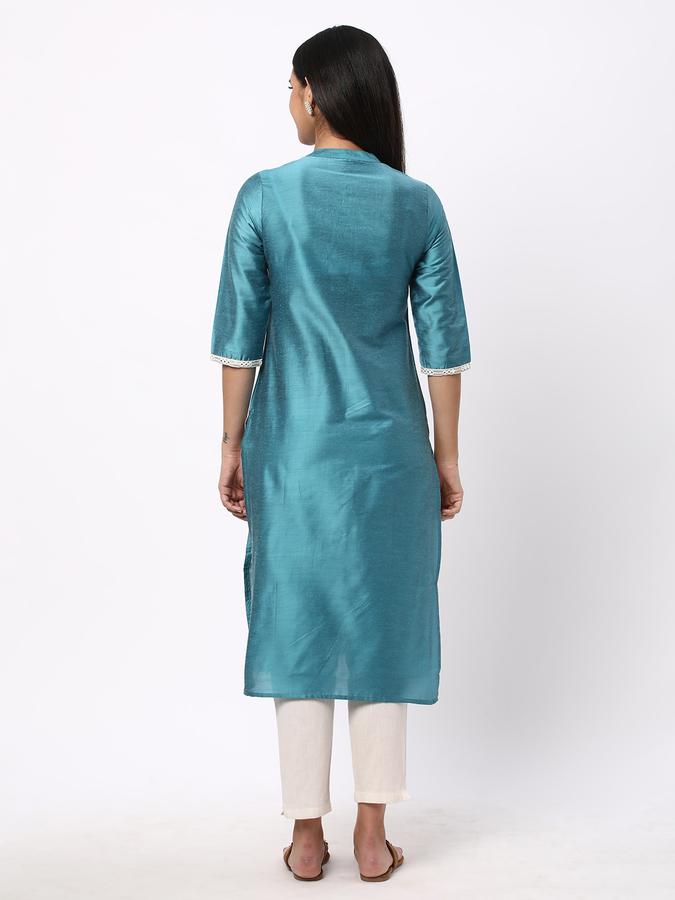 R&B Women's Embroidered Regular Straight Kurta 3-Q Sleeves image number 2