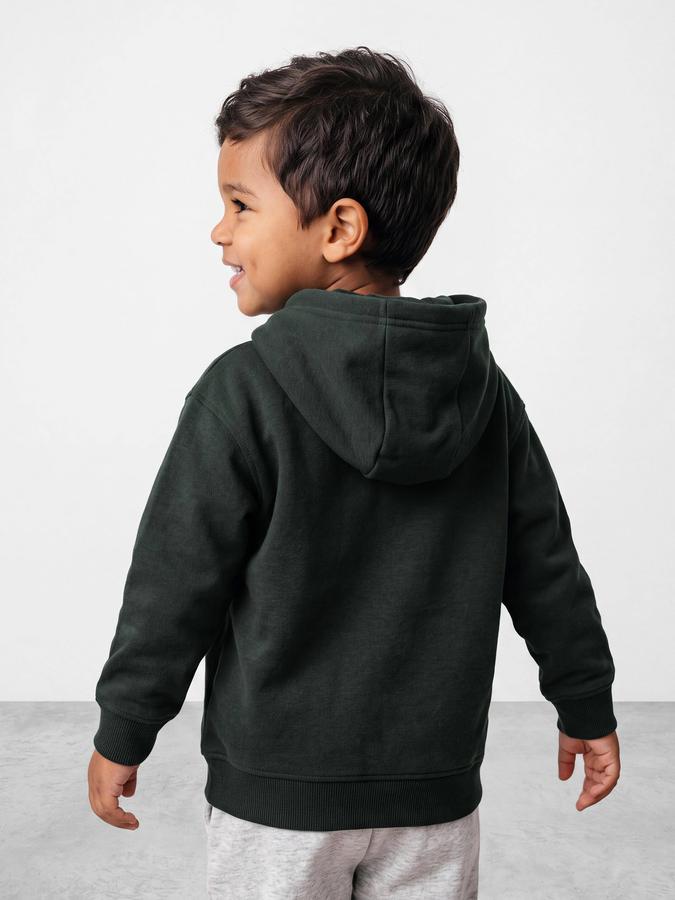 R&B Boys Green Typography Print Hooded Long Sleeves Sweatshirt