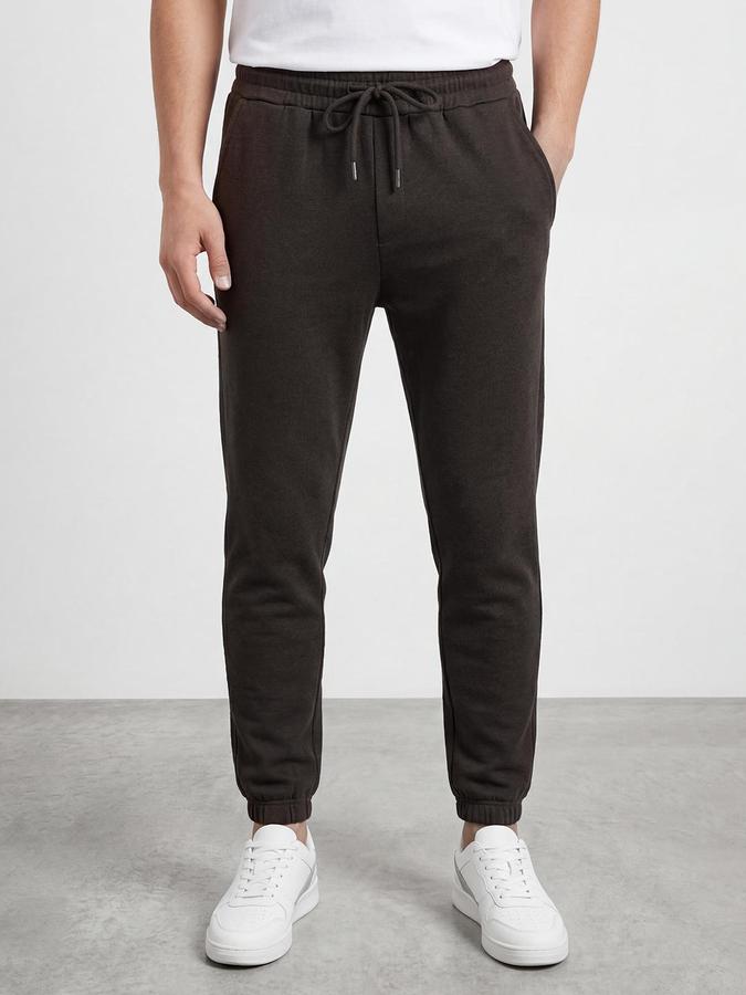 R&B Men Grey Melange Regular Fit Solid Track Pants 