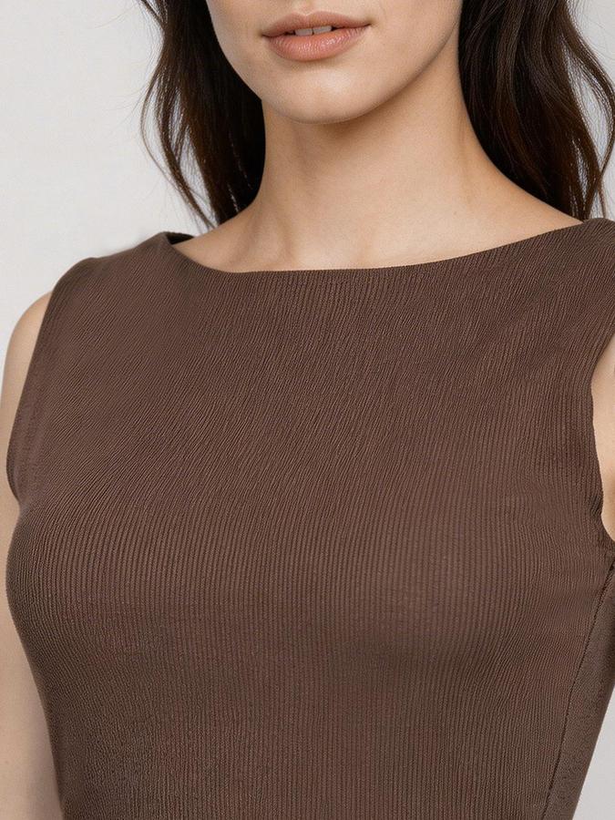 R&B Brown Solid Women Regular fit Top 
