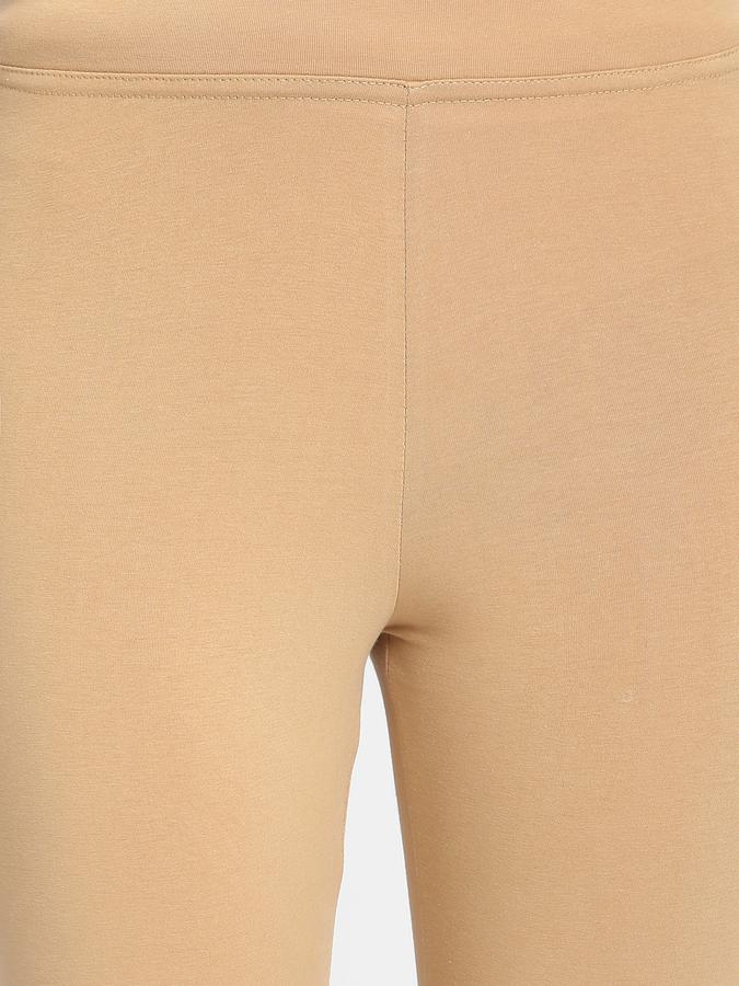 Women Cotton Lycra Elasticated Waist Full Length Solid Leggings
