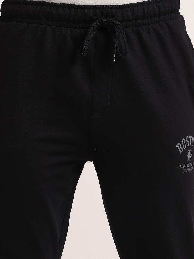 Men Cotton Regular Fit Drawstring Waist Open Hem Trackpants