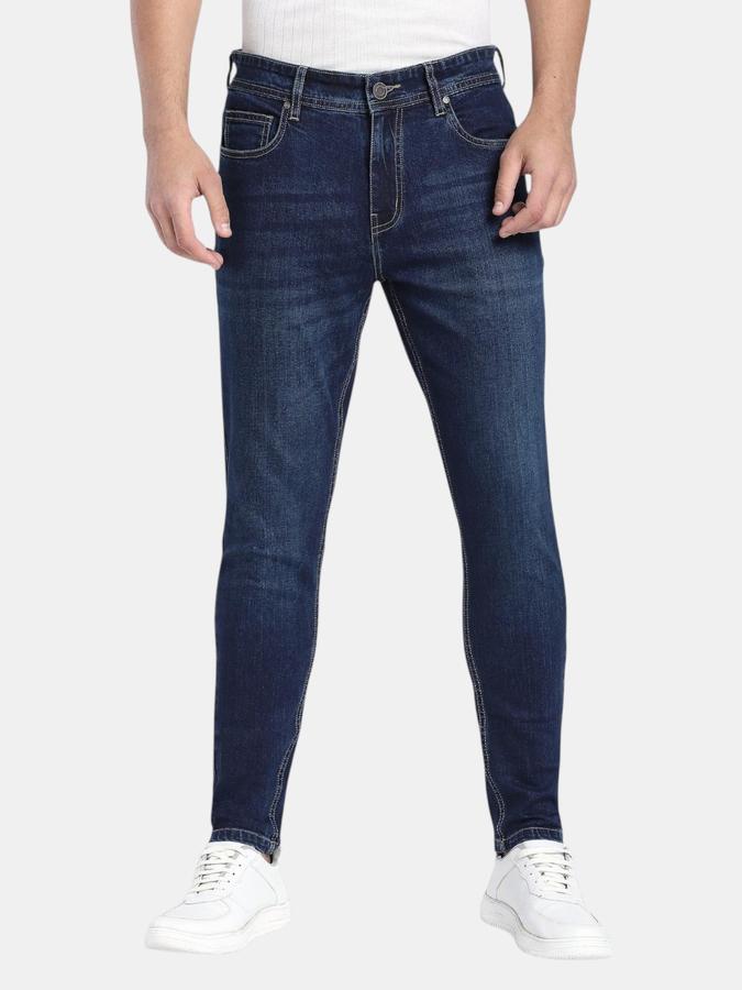 R&B Navy Blue Tapered Fit Men Mid Rise Jeans