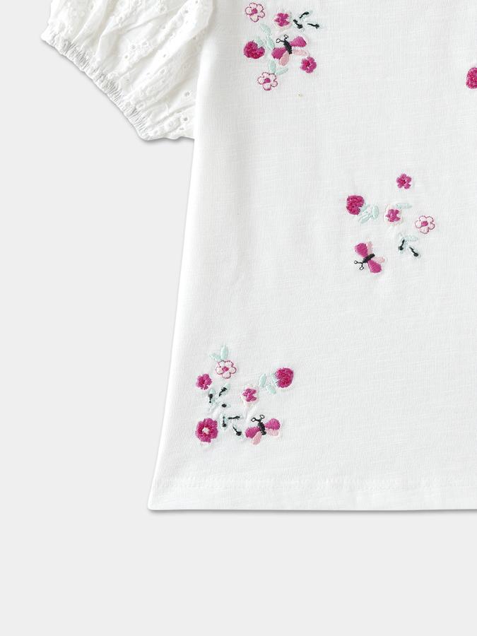 Girls Regular Fit Short Sleeves Round Neck Top