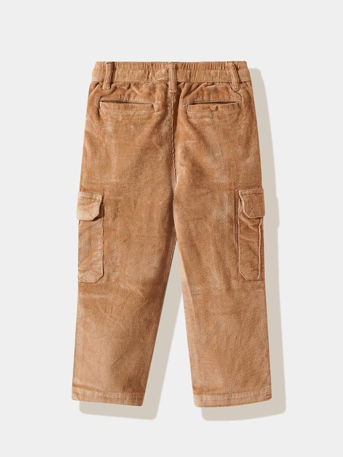 Boys Corduroy Regular Fit Drawstring Waist Clean Hem Trousers