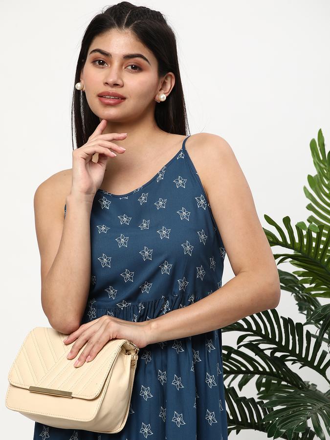 Women Rayon Printed Tiered Ethnic Dress