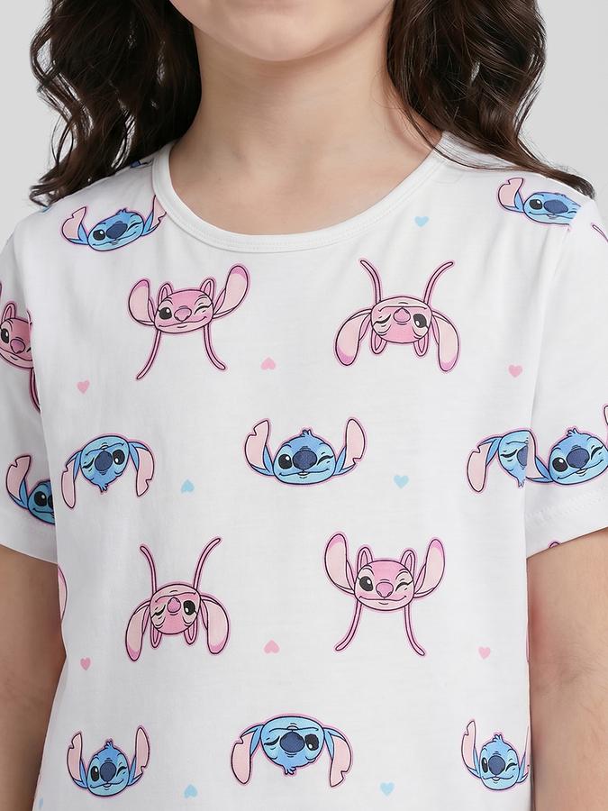 R&B Blue Printed Short Sleeves Round Neck Maxi Girls T-shirt Nightdress