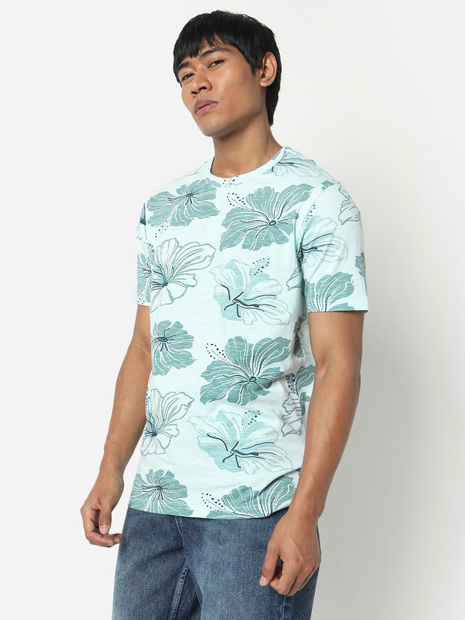 Men Floral Print Round-Neck T-Shirt image number 1