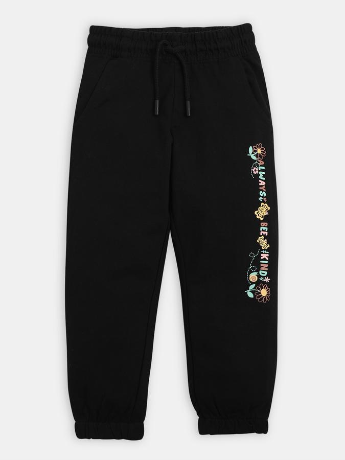 Girls Typographic Print Slim Fit Track Pants image number 0
