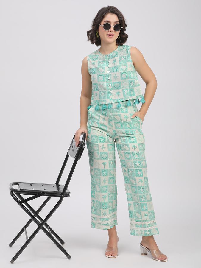 Women Cotton Regular Fit Round Neck Printed Ethnic Top