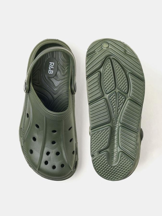 R&B Men Olive Textured Flip Flops