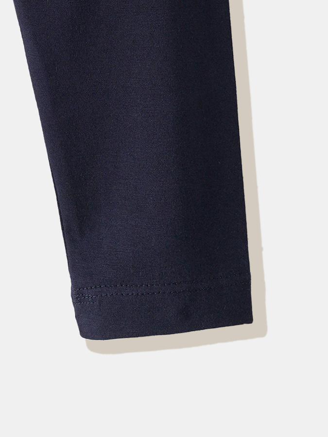 Girls Cotton Fitted Mid Rise Solid Leggings