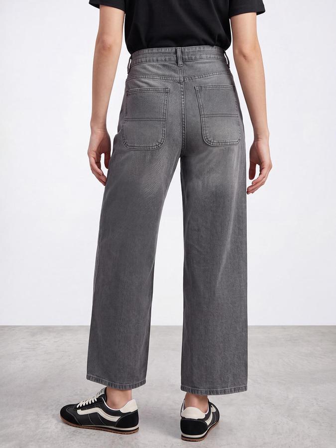 R&B Women Grey Mid-Rise Skater Mom Fit Denim Jeans
