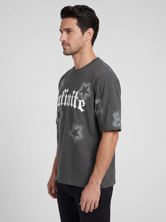 R&B Grey Graphic Print Men Round Neck Relaxed Fit Short Sleeves T-Shirt 