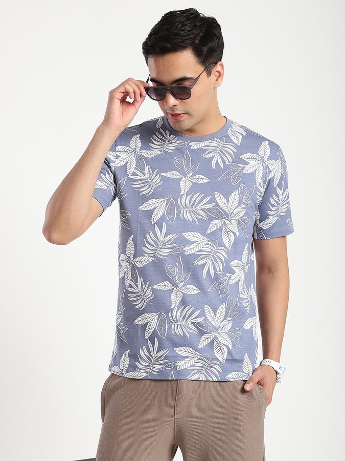 Men Cotton Regular Fit Crew Neck Printed T-shirt