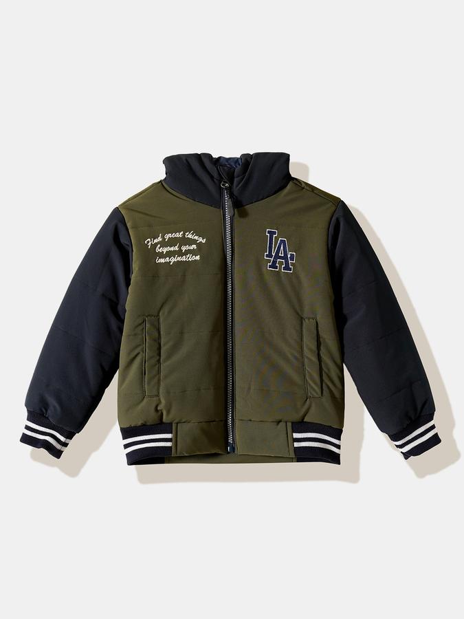 R&B Boys' Green Printed Jacket