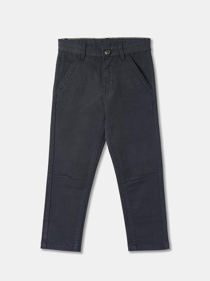 Boys Straight Fit Solid Button Closure Trouser