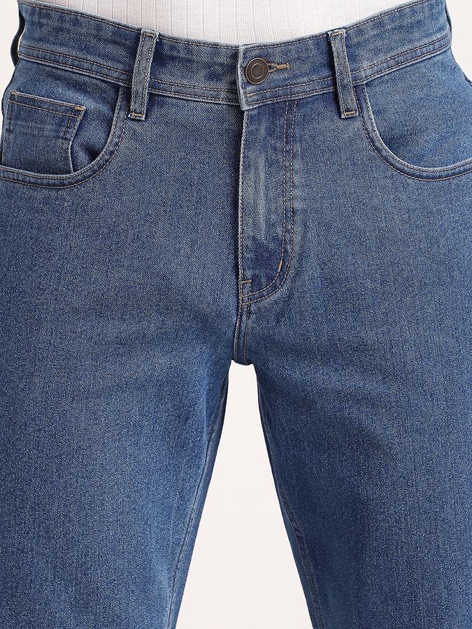 Men Cotton Blend Straight Fit Mid Rise Clean Look Jeans