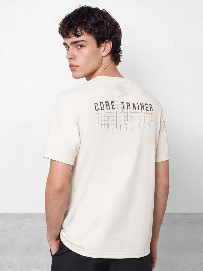 R&B Men Beige Back Print Short Sleeves Tshirt