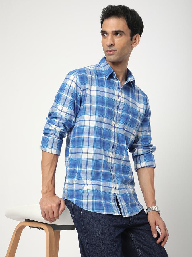 Men Cotton Regular Fit Shirt Collar Checked Shirt