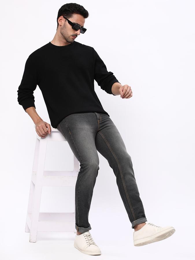 Men Cotton Regular Fit Crew Neck Solid Sweatshirt