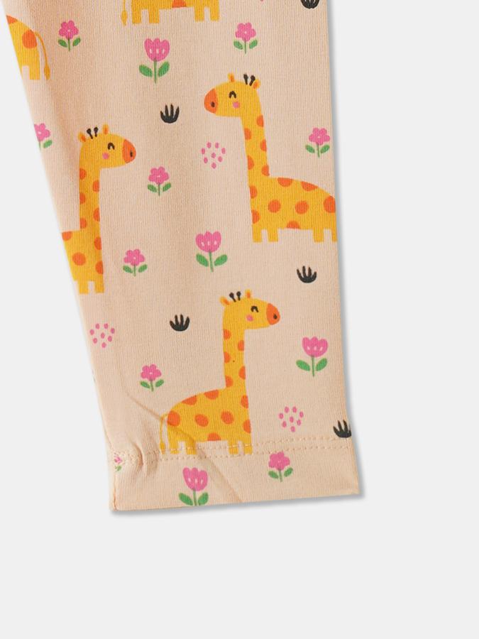 Girls Cotton Skinny Fit Elastic Waist Printed Leggings