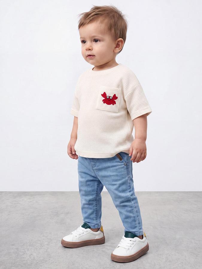 R&B Boys Light Blue Mid-Rise Regular Fit Elasticated Jeans