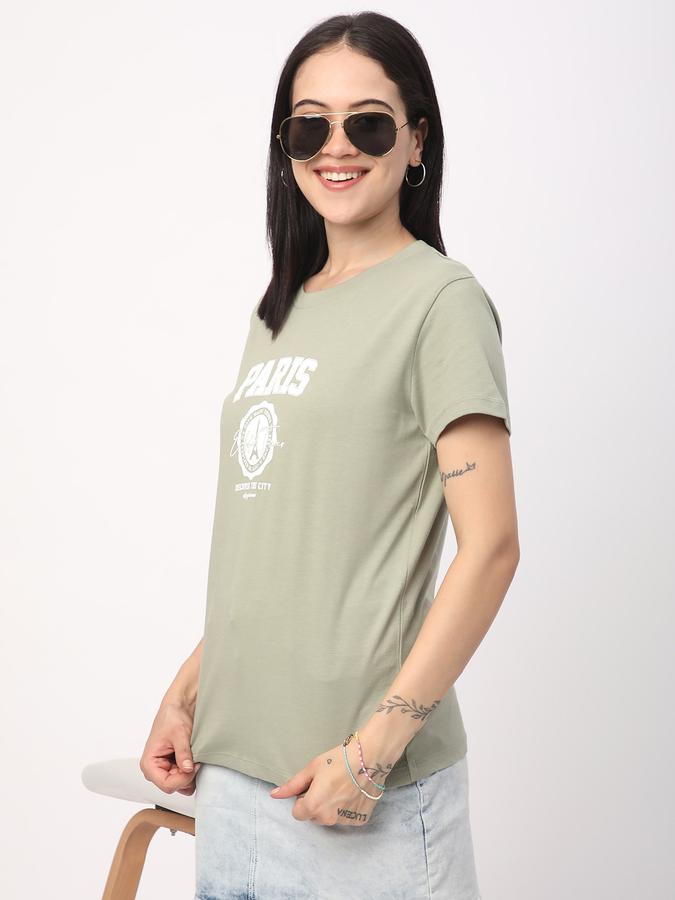 Women Cotton Regular Fit Crew Neck Graphic T-shirt